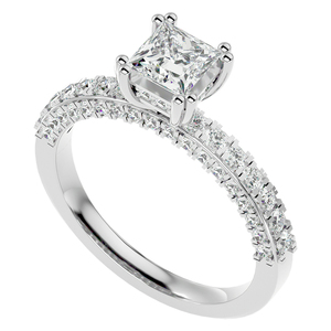 Rikhava Bague solitaire élégante en or blanc 10 carats pour femme avec diamant naturel Bijoux élégants - Product Image 1