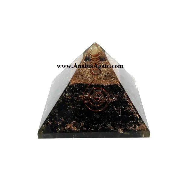 Großhandel Orgonit Pyramide Schwarz Turmalin Orgon Pyramide Mit Draht umwickelt Kristall Quarz Punkt Leistungs starke Orgon Pyramide