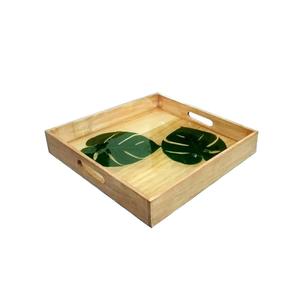 Plateau de service carré en bois décoration de table de fête de mariage service de restauration plateau de service en bois équipement de restauration - Product Image 1