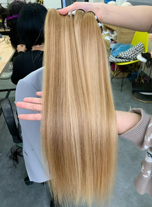 Cabello humano vietnamita súper doblemente estirado, puntas gruesas, cutícula alineada, liso natural, color natural, trama a máquina, color piano. - Product Image 2