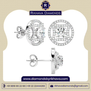 Pendientes de oro blanco puro de 14 quilates de diseñador, nueva colección elegante con diamantes redondos brillantes, joyería de precio competitivo - Product Image 2