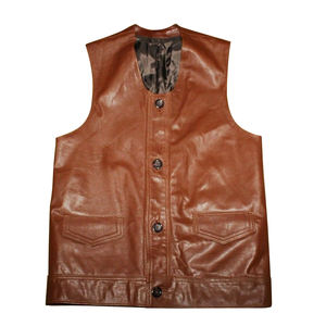 Custom Made Men's Motorbike Biker <b>Vests</b> Formal Waistcoats in Plus Size <b>Denim</b> Real Leather for Winter - Product Image 5