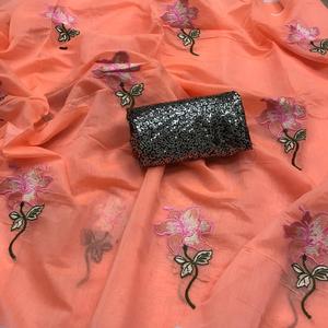 Bollywood Designer Saree Designer Miroir Travail Fleur Conception Tissu De Soie Doux Impression Numérique Marron Couleur Sari avec Blouse Inde Apparelgarment - Product Image 3