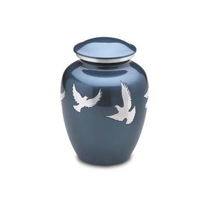 Urna de cremación de grúas voladoras azules 220 Cu, nicho doméstico para cenizas de adultos, urna funeraria de exhibición de Metal con escultura de grúa voladora - Product Image 1