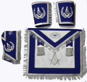 Masónica Regalia Master Mason, conjunto de piel de oveja con flecos y plata, delantal de albañil Regalia, venta al por mayor - Product Image 1