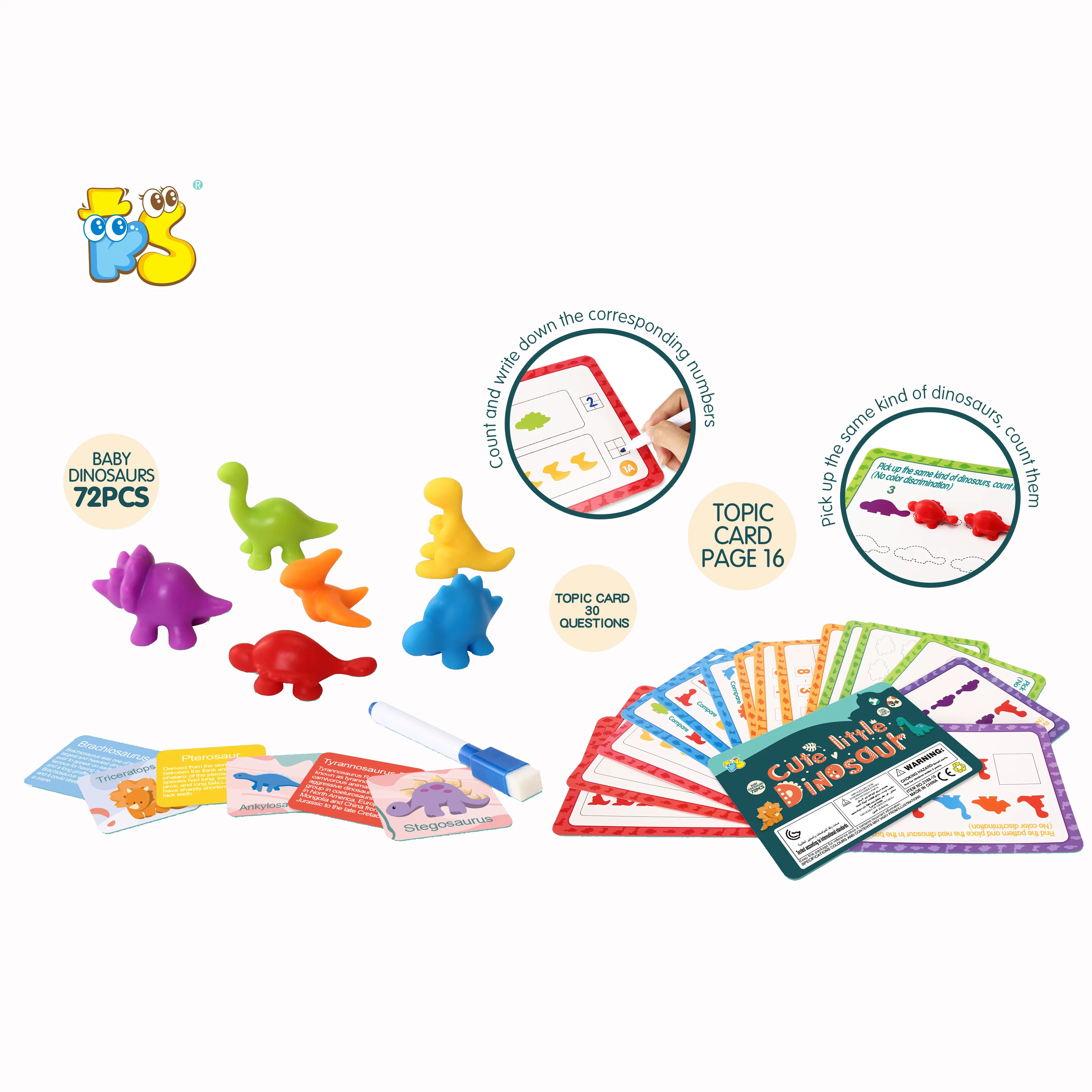 Montessori stem spielzeug für <span class=keywords><strong>baby</strong></span> farbe sortierung mit aktivität karten regenbogen zählen dinosaurier