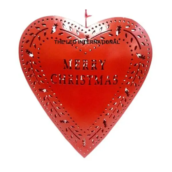 Enfeites e presentes decorativos de Natal suspensos em metal vermelho para festas e festas, decoração de interior de 6X1X6 polegadas, atraente