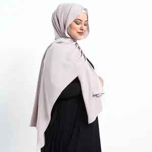 100% opaque medina silk hijab in stock Muslim women high-end plain chiffon scarf hijab Islamic ethnic other scarves shawls