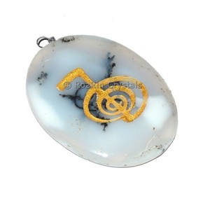 Pendentif en Agate, charme de guérison Reiki, plaqué or, bijoux bohèmes vintage unisexes avec strass, cadeau - Product Image 1