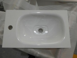 Accesorios de baño de lavabo de losa fundida mineral montado en la pared de un solo orificio moderno 504 - Product Image 3