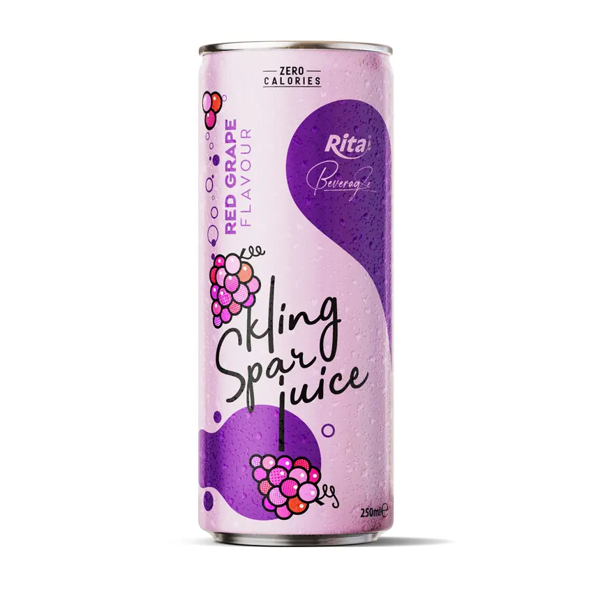 OEM Vietnam Manufacturer 250ml Slim Can Sparkling Grape Juice Drink