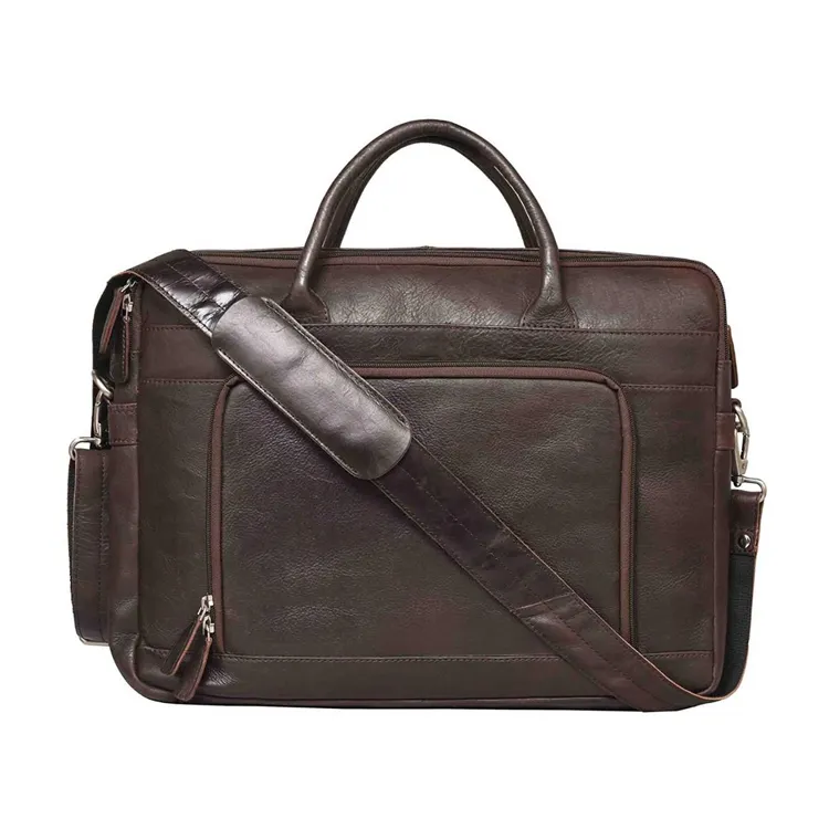 Borsa a tracolla per borsa a tracolla per Laptop da 15.6 pollici in vera pelle di mucca di Design alla moda dal fornitore di fiducia