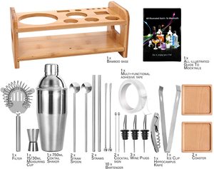 King-Juego de Herramientas para Bar, Kit de camarero de mixología internacional, con soporte de bambú elegante, Kit de barman para el hogar y Cóctel de Martini - Product Image 4