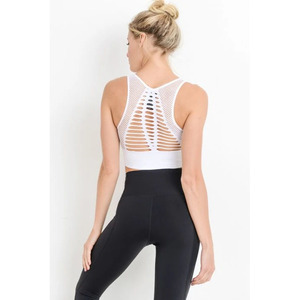 บริการ OEM ขายส่ง บราออกกำลังกายไร้ตะเข็บแบบใหม่ ดีไซน์ OEM สีขาว ตัดด้วยเลเซอร์ - Product Image 5