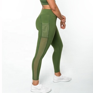 Mallas de malla de entrenamiento para mujer, Leggings con bolsillo para Yoga y gimnasio, talla grande, venta al por mayor - Product Image 2
