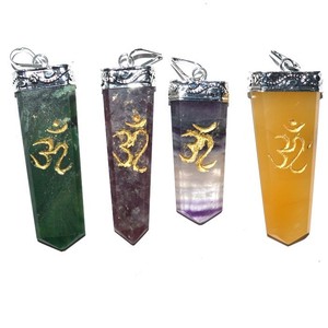 Get Good Mix Gemstone Flat Pencil Om Pendants : Mix Gemstone Flat Pencil Om Pendants for Sale - Product Image 1