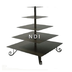 Top Tendance Anniversaire Ou Décoration De Fête De Mariage En Aluminium Argent Finition Antique Conception En Relief Ensemble de 4 Support De Gâteau En Métal - Product Image 5