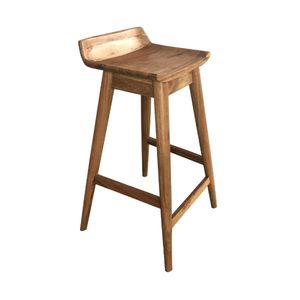 Silla de Bar de Diseño Industrial Ajustable con Madera de Mango Sólida y Respaldo de Cuero, Estable y Resistente para Cocina o Hotel - Product Image 1