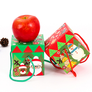 Custom <strong>Christmas</strong> Theme <strong>Eve</strong> Gift Candy Folding Paper Basket <strong>Box</strong> With Handle - Product Image 3