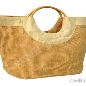 Sac de plage et de shopping en jute non tissé à motif géométrique, couleur naturelle - Product Image 3