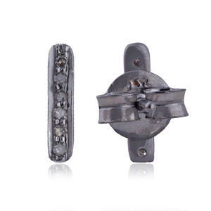 Conjunto de pendientes de plata de ley 925 con diamantes de imitación, joyería fina con diamantes, estilo minimalista, con tachuelas de plata 925 oxidadas, Unisex - Product Image 6