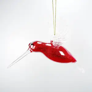 Christmas Decoration Red Glass Hummingbird Ornament