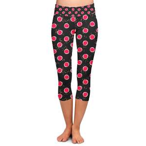 Leggings personalizados inspirados en Minnie con lunares dibujados a mano en negro - Leggings capri o de longitud completa - Product Image 4