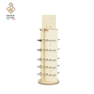 Espositore in legno di qualità con ganci fabbricato Made in Italy in betulla altezza 95 cm per negozi e supermercati. - Product Image 1