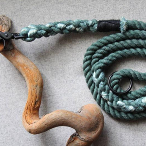 Sold Style Cotton Handmade Dog Rope <b>Leash</b> for Dog Walking Green Cotton Rope <b>Leash</b> - Product Image 1