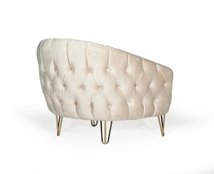 ชุดโซฟาสุดหรูกลิ่นวนิลาเก้าอี้โซฟาสไตล์เชสเตอร์ฟิลด์เฟอร์นิเจอร์ห้องนั่งเล่นหรูหราทันสมัย - Product Image 4