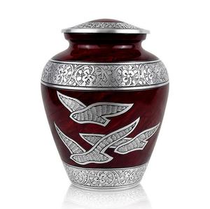Urne de crémation en métal Royal Red Radiance de qualité supérieure ailes de la liberté fournitures funéraires funéraires pour adultes pour cendres humaines - Product Image 1