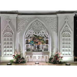 Christian Themed Wedding Stage <b>Backdrop</b> <b>Frame</b> White Finish Window Style Wedding <b>Frames</b> Wedding Reception <b>Backdrop</b> <b>Frames</b> Setup - Product Image 1