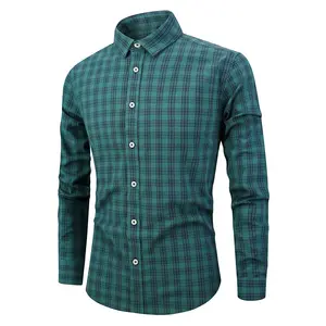 High Quality Men's Cotton Linen Henley Shirt Men's Yarn Dyed Shirts Long Sleeve Casual Wear Beach Clothes T Shirts