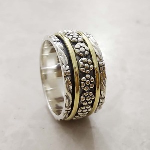 Manufacturer's Handmade 925 Sterling Silver <b>Spinner</b> <b>Ring</b> Flower Design Meditation Spinning Band for Weddings Parties Wholesale - Product Image 1