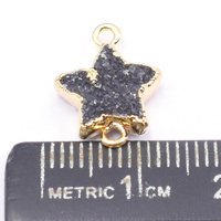 Connecteur en laiton plaqué or 18 carats en forme d'étoile de 15-17 mm avec anse pour la fabrication de bijoux, couleur Druzy noire