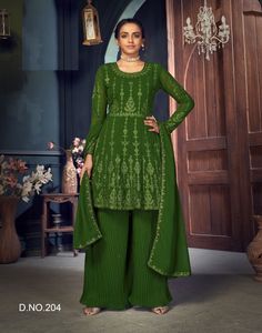 Último indio pakistaní Zaida Anarkali Palazzo Salwar Kameez hermoso bordado fiesta desgaste vestido de mujer bodas fiestas Surat - Product Image 4