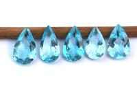 Pierre précieuse naturelle de topaze bleue de 30 carats de qualité supérieure, 5 pièces, taille poire facettée, pierres semi-précieuses, perles