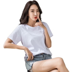 T-shirt manches courtes col rond pour femmes, en coton, personnalisé, de haute qualité, pour l'été, 2022 - Product Image 1