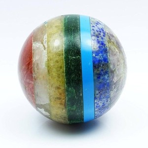 Layered Natural Gemstone 7 Chakra Sphere Polished <b>Crystal</b> Ball Handmade Meditation Decor Home Office <b>Ornament</b> Bulk Retail Supply - Product Image 5
