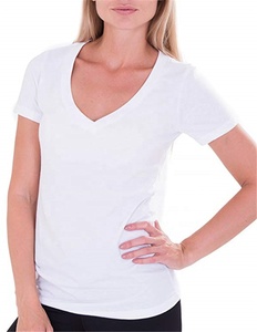 Camisetas de algodón elásticas con cuello en V personalizadas para mujer, estilo casual deportivo, para gimnasio, novedad 2026 - Product Image 4