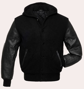 Chaqueta de invierno de lana de talla grande personalizada XL para hombre, letras de béisbol bordadas, tejido de punto, Mangas de cuero, servicio informal OEM - Product Image 2