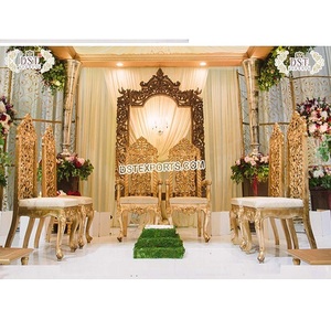 ชุดเก้าอี้มหาราชานีแต่งงาน Mandap Vedi,เก้าอี้ทำจากไม้แกะสลักสำหรับงานแต่งงานของชาวฮินดูชุดเก้าอี้ทำจากไม้สำหรับพิธีแต่งงาน - Product Image 1