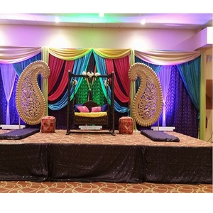 Elegante Sangeet escenario dorado Paisley decoración fibra tallada Paisley para decoración de boda Top Mehndi decoración de escenario Paisley Prop EE. UU. - Product Image 1