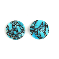 Pierre précieuse turquoise tibétaine naturelle de 12 mm, lisse, plate, bleu ciel, polissage brillant, diamètre du trou 12 mm, pour la fabrication de bijoux, évaluée par un tiers