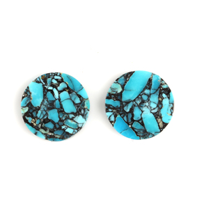 Pierre précieuse turquoise tibétaine naturelle de 12 mm pour la fabrication de bijoux, forme de pièce de monnaie plate et lisse, turquoise bleue, pierre précieuse en vrac, troisième - Product Image 2
