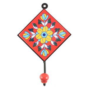 Red Ceramic Sunflower Kitchen Hanging Hooks Door Hanger Door Hanger Extreme Durable Indian Craft - Product Image 2