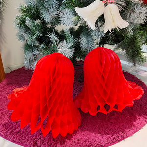 Paper Honeycomb Bell Christmas Decorations <b>Red</b> Santa Hat Shape Traditional Holiday <b>Ornament</b> for Party and Tree Decoration - Product Image 2