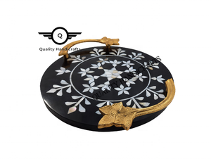 Eid – plateau de service en nacre avec manche en métal, plateau décoratif à incrustation d'os en résine - Product Image 3