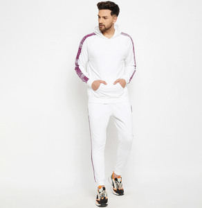 Trajes de chándal de algodón 100% de 2 piezas para hombre al por mayor sudaderas con capucha estampadas de patrón sólido con pantalones de cintura elástica para invierno - Product Image 1