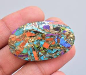 Perles de pierres précieuses naturelles turquoises, perles pour bijoux, ornements de pierres précieuses bronzées, de hauteur orange, vert et noir - Product Image 3